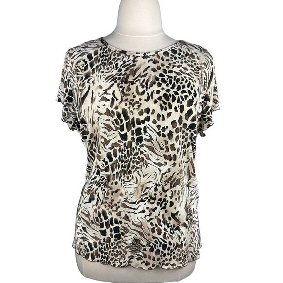 dressbarn Tops - Dressbarn Leopard Print Short Sleeve Top Brown Tan Camel Shirt Plus Sz 3X